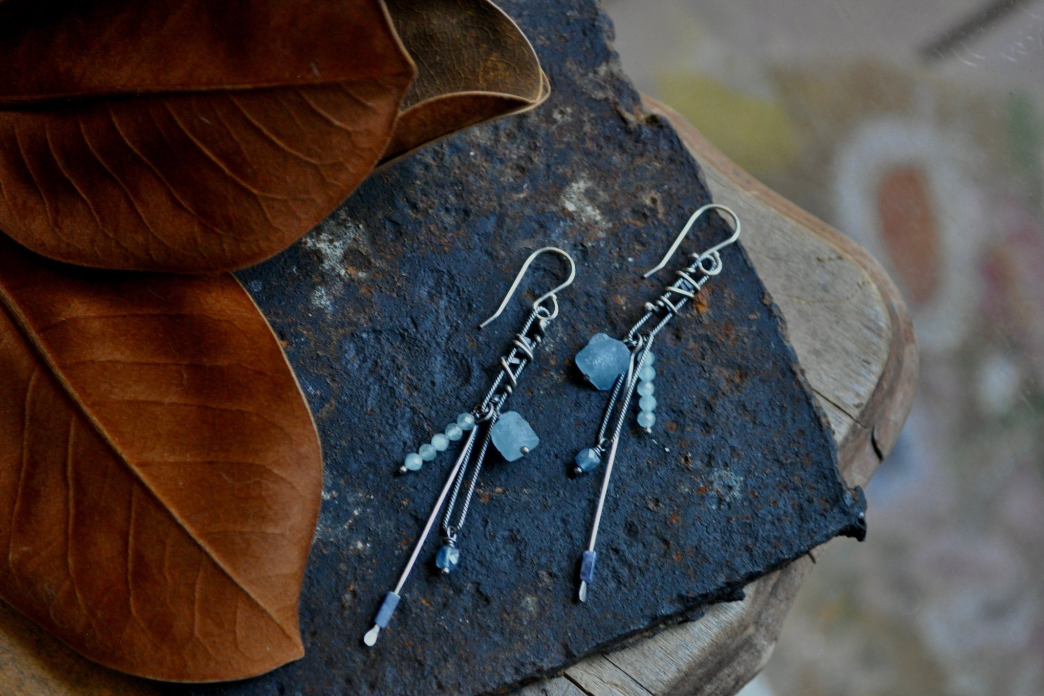 Aquamarine | Link Earrings | Ready to Ship - cameraSHY cove