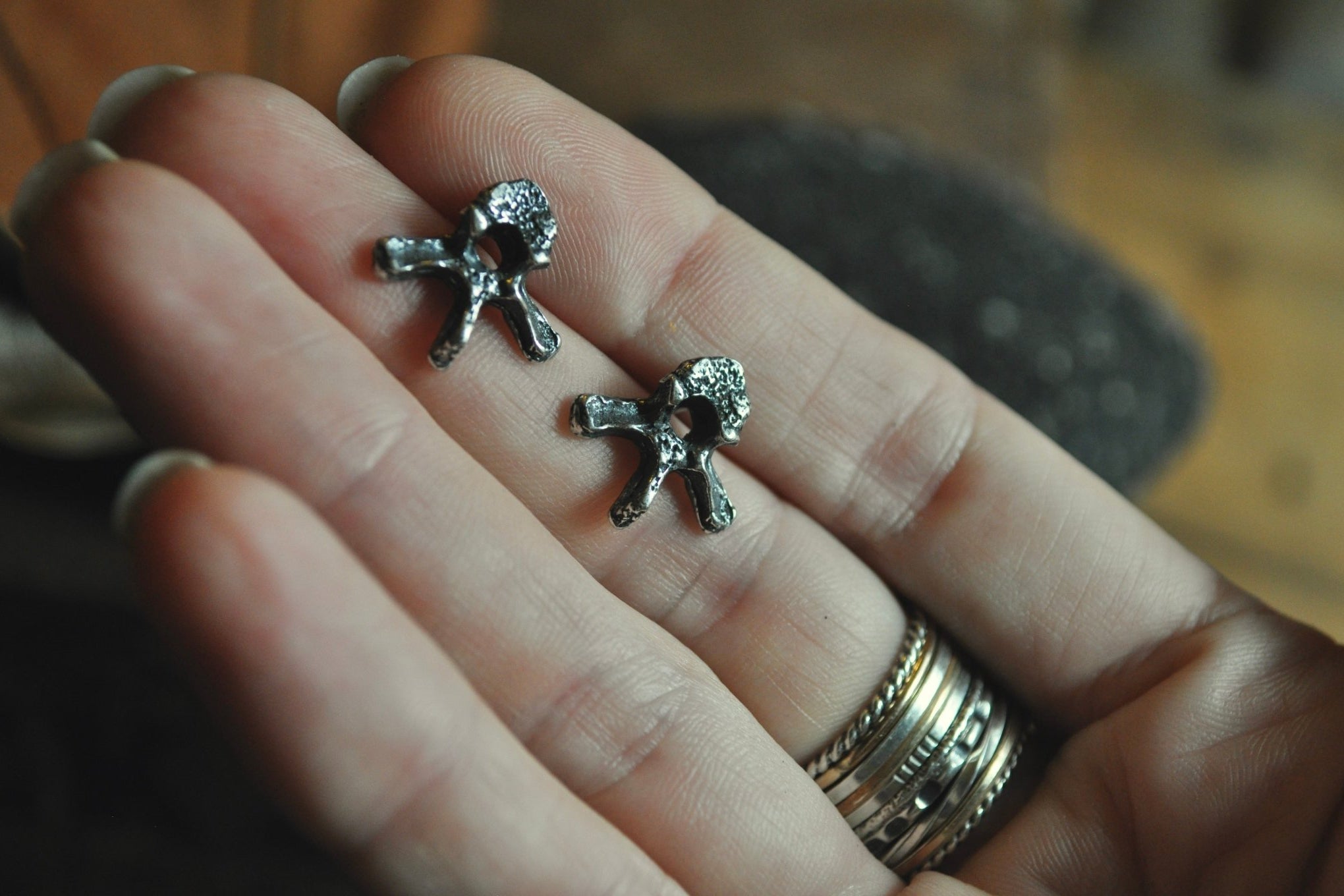 Large Vertebrae Studs | Ready to Ship - cameraSHY cove