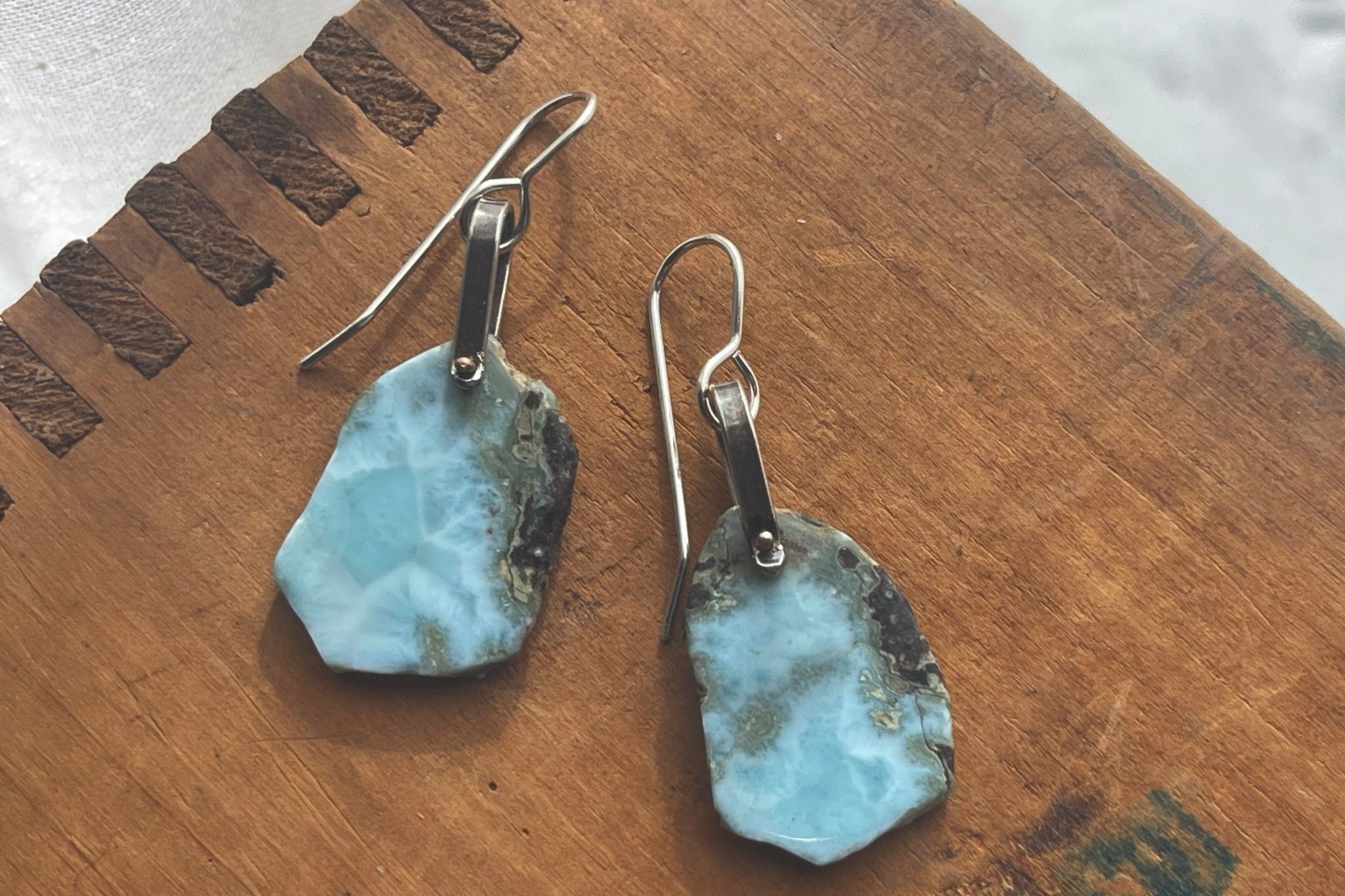 Larimar | Hinge Earrings - cameraSHY cove