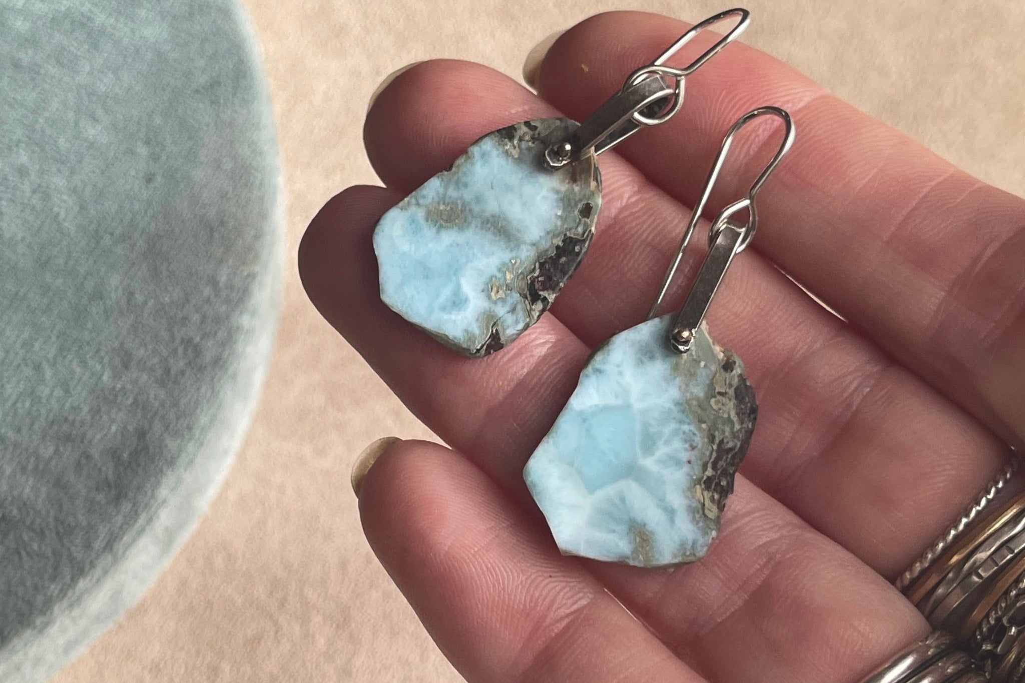 Larimar | Hinge Earrings - cameraSHY cove