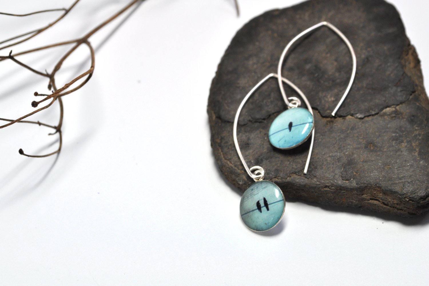 TRIO | Birds on Wire | eclipse dangle earrings. - cameraSHY cove