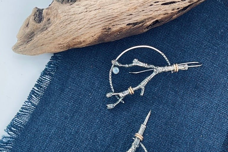 Twig and Sapphire Earrings | Ready to Ship - cameraSHY cove