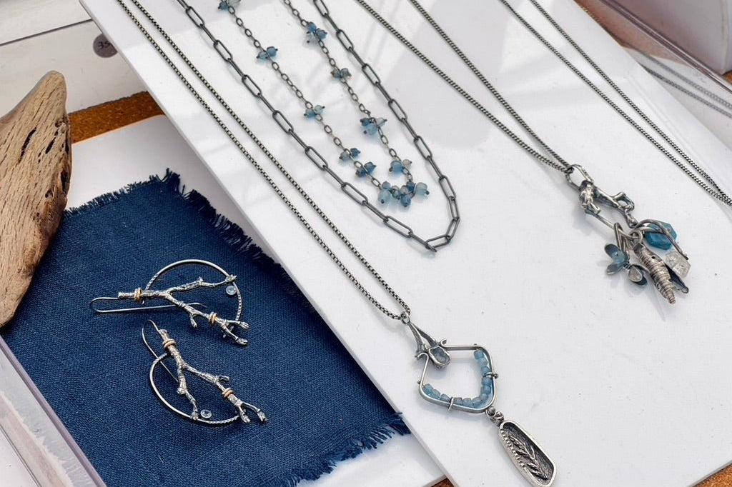 Twig and Sapphire Earrings | Ready to Ship - cameraSHY cove