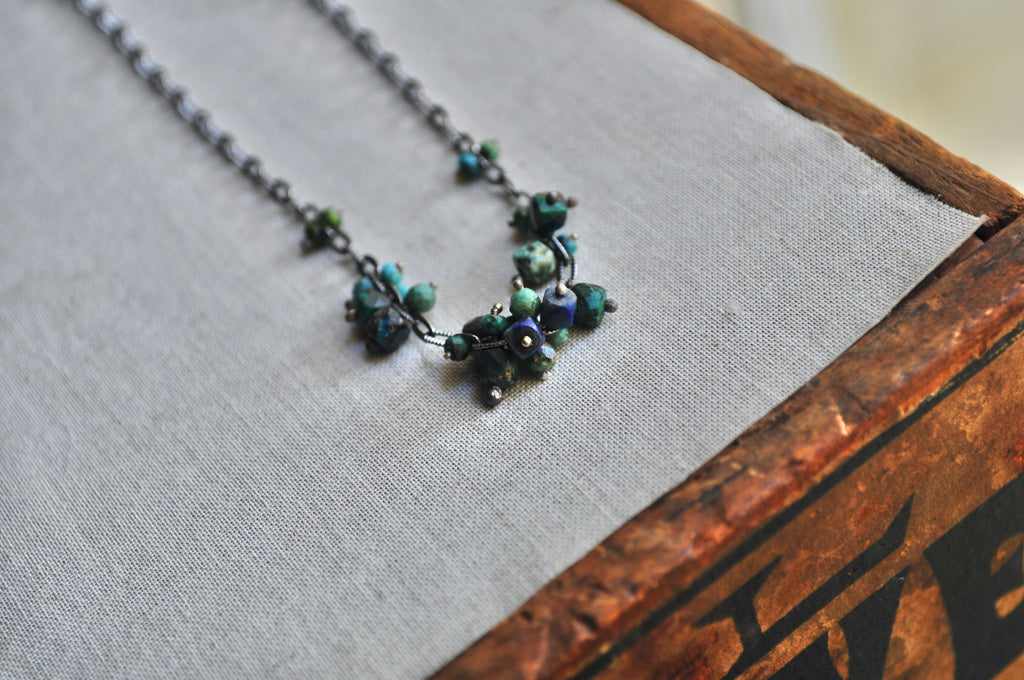 azurite stone barnacle necklace