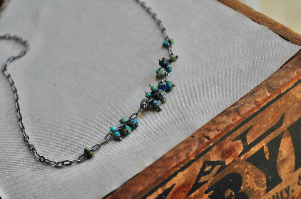 azurite stone barnacle necklace