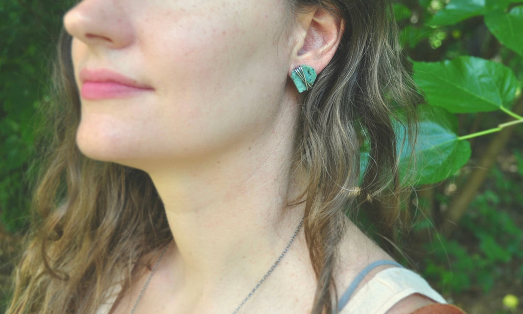 African Turquoise | Maven Stud Earrings | Made to order - cameraSHY cove