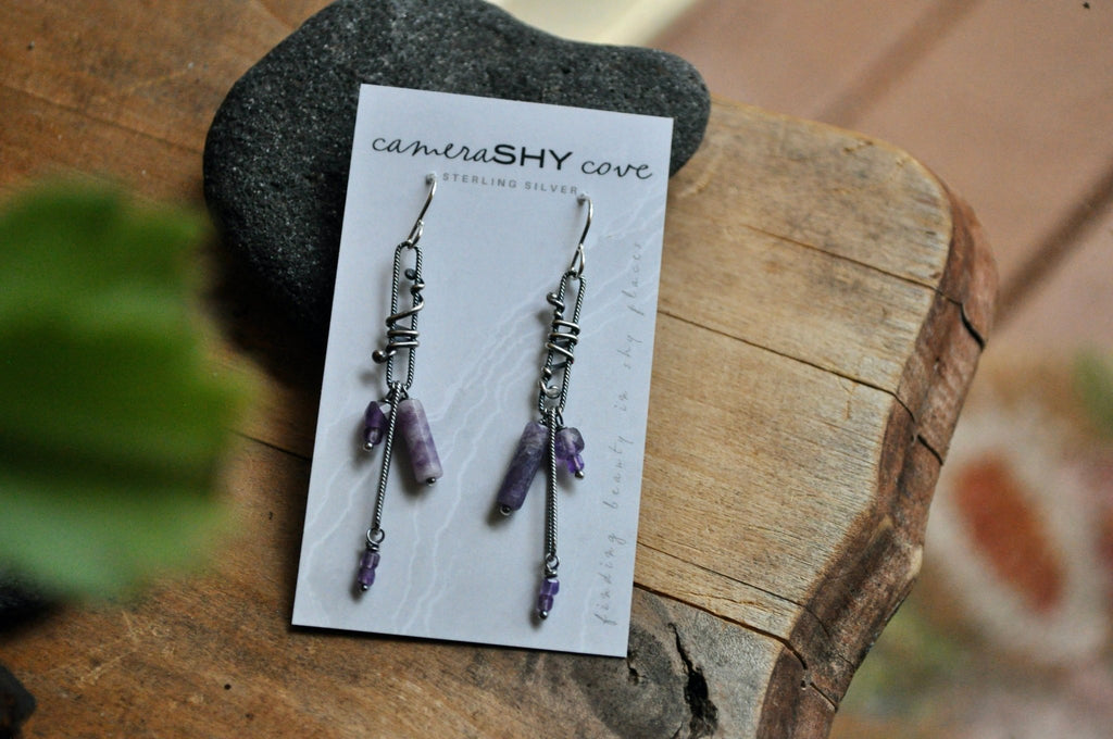 Amethyst | Link Earrings | Ready to Ship - cameraSHY cove