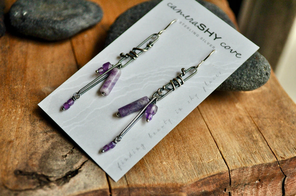 Amethyst | Link Earrings | Ready to Ship - cameraSHY cove