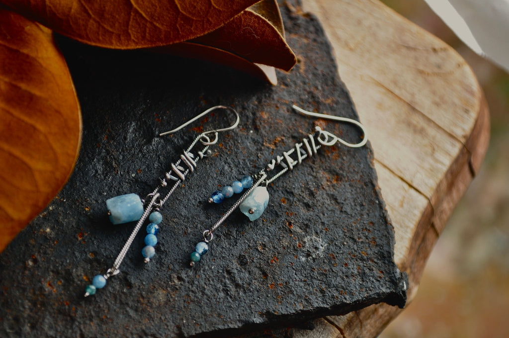 Aquamarine | Link Earrings | Ready to Ship - cameraSHY cove