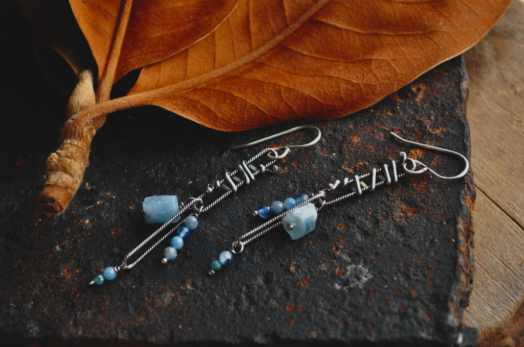 Aquamarine | Link Earrings | Ready to Ship - cameraSHY cove