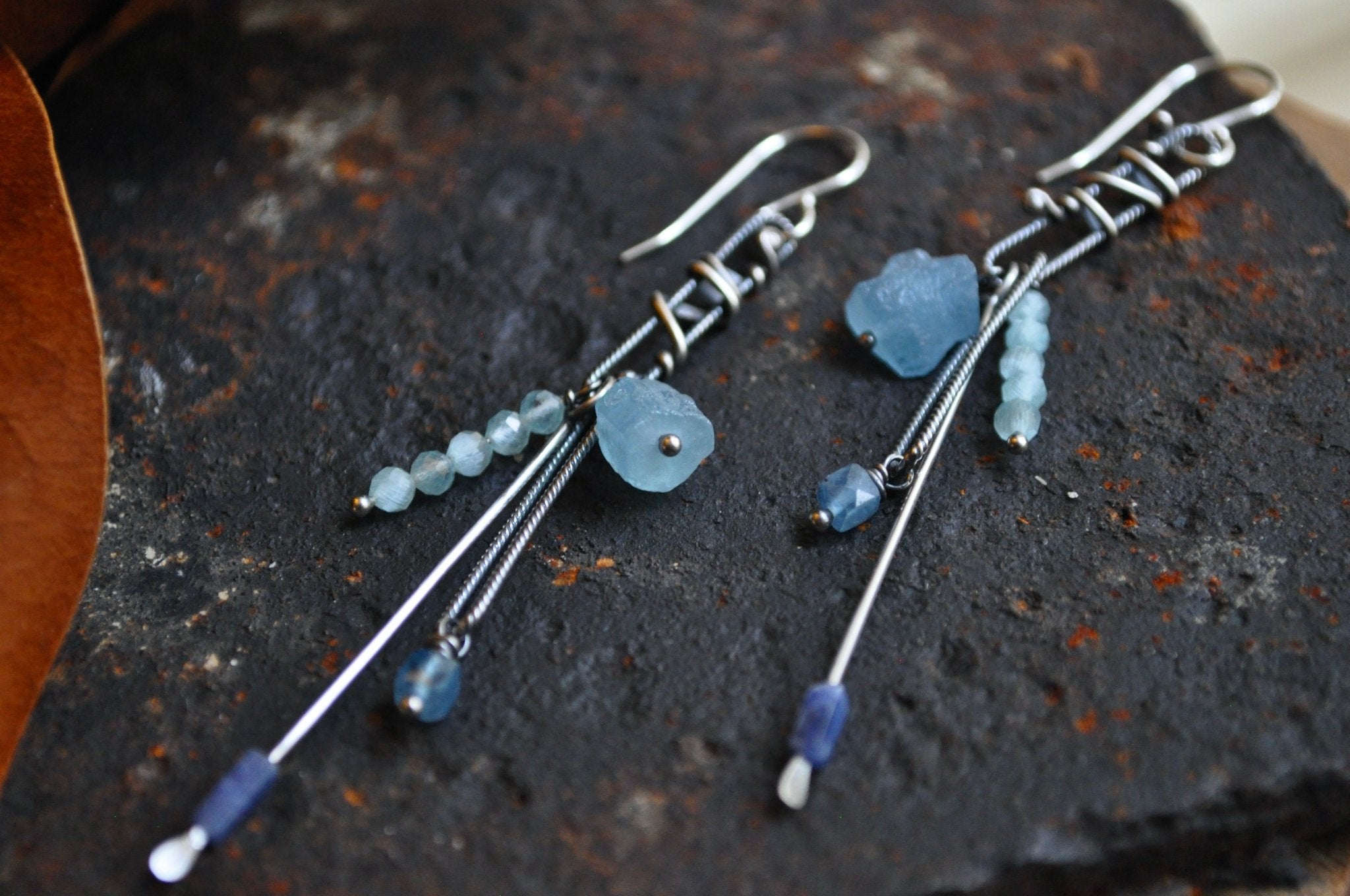 Aquamarine | Link Earrings | Ready to Ship - cameraSHY cove