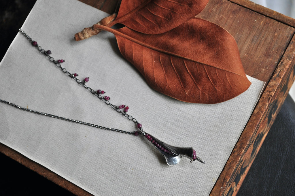 Beachcomber Necklace | Silver + Rubellite | Made to order - cameraSHY cove