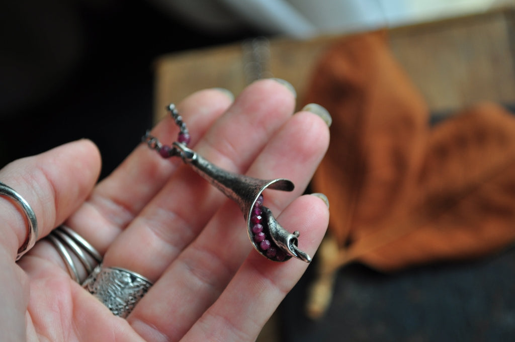 Beachcomber Necklace | Silver + Rubellite | Made to order - cameraSHY cove