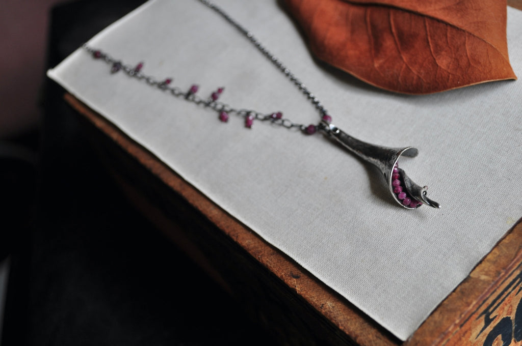 Beachcomber Necklace | Silver + Rubellite | Made to order - cameraSHY cove