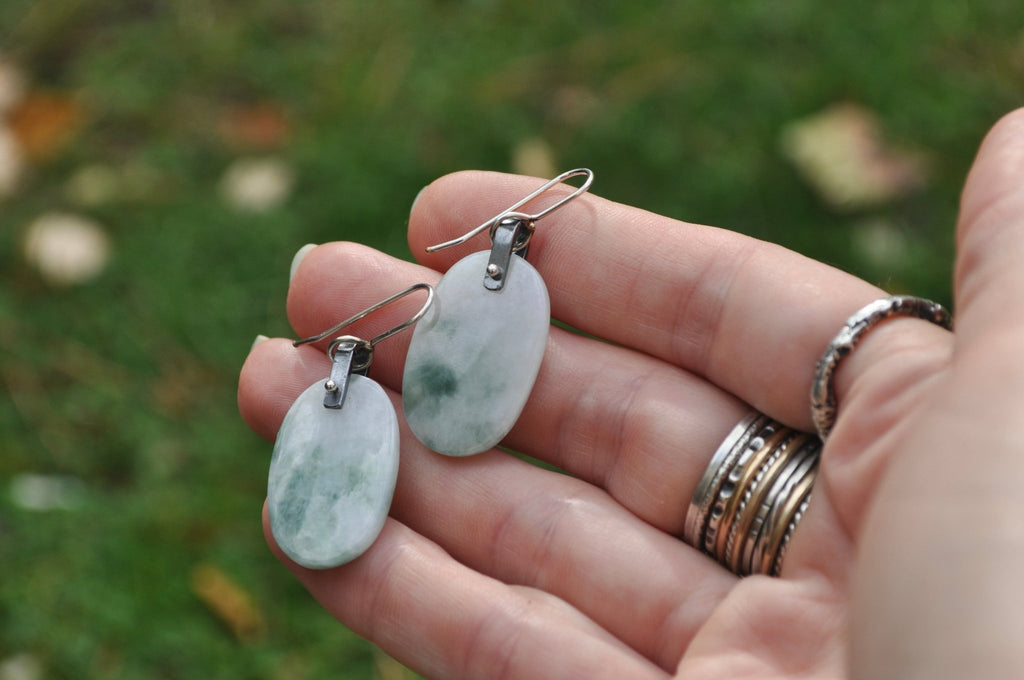 Burma Jade | Hinge Earrings - cameraSHY cove