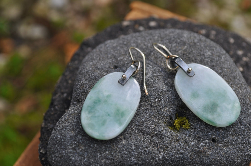 Burma Jade | Hinge Earrings - cameraSHY cove