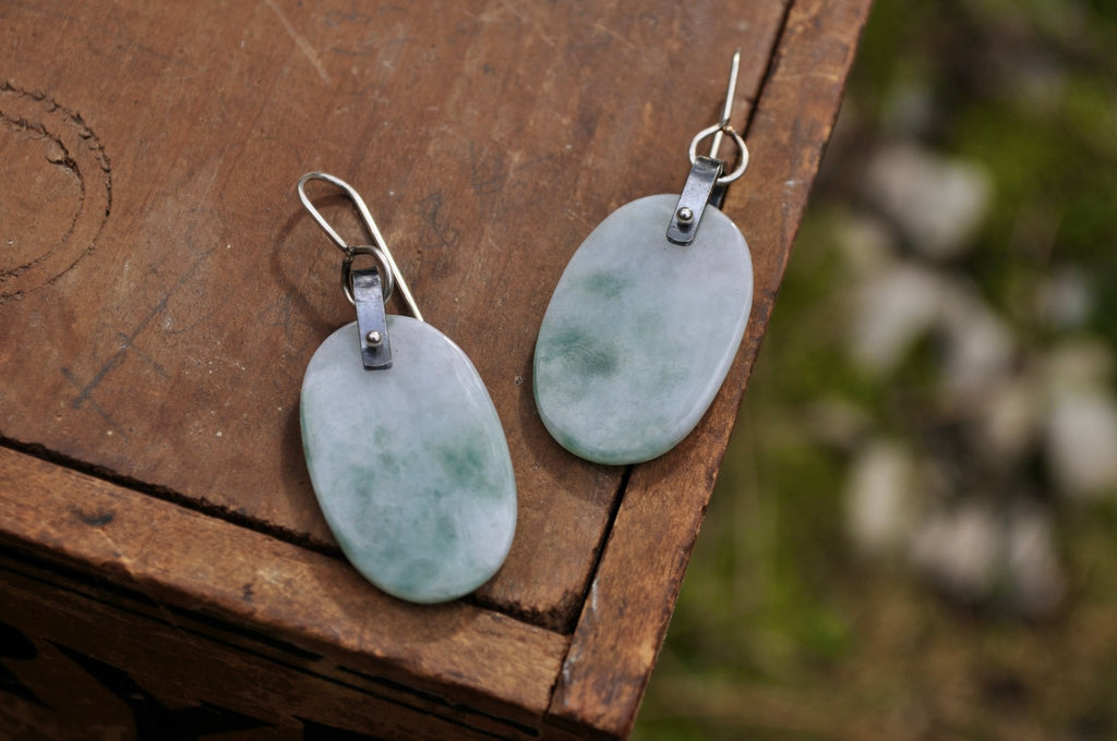 Burma Jade | Hinge Earrings - cameraSHY cove