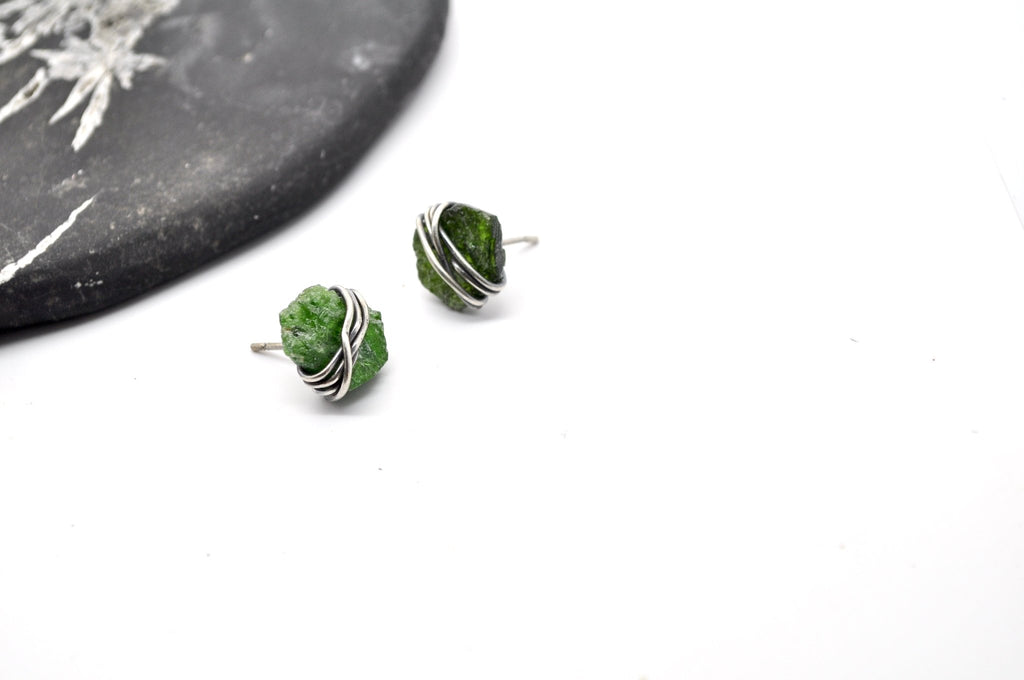 Chrome Diopside | Maven Stud Earrings | Made to order - cameraSHY cove