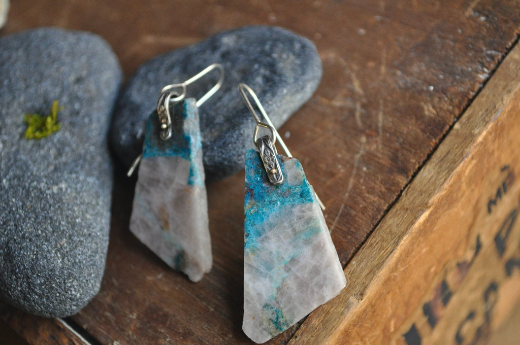 Chrysocolla | Hinge Earrings - cameraSHY cove