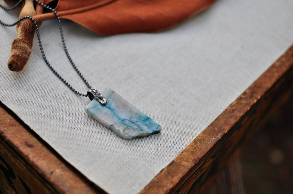 Chrysocolla in Quartz | Hinge Necklace | Ready to Ship - cameraSHY cove