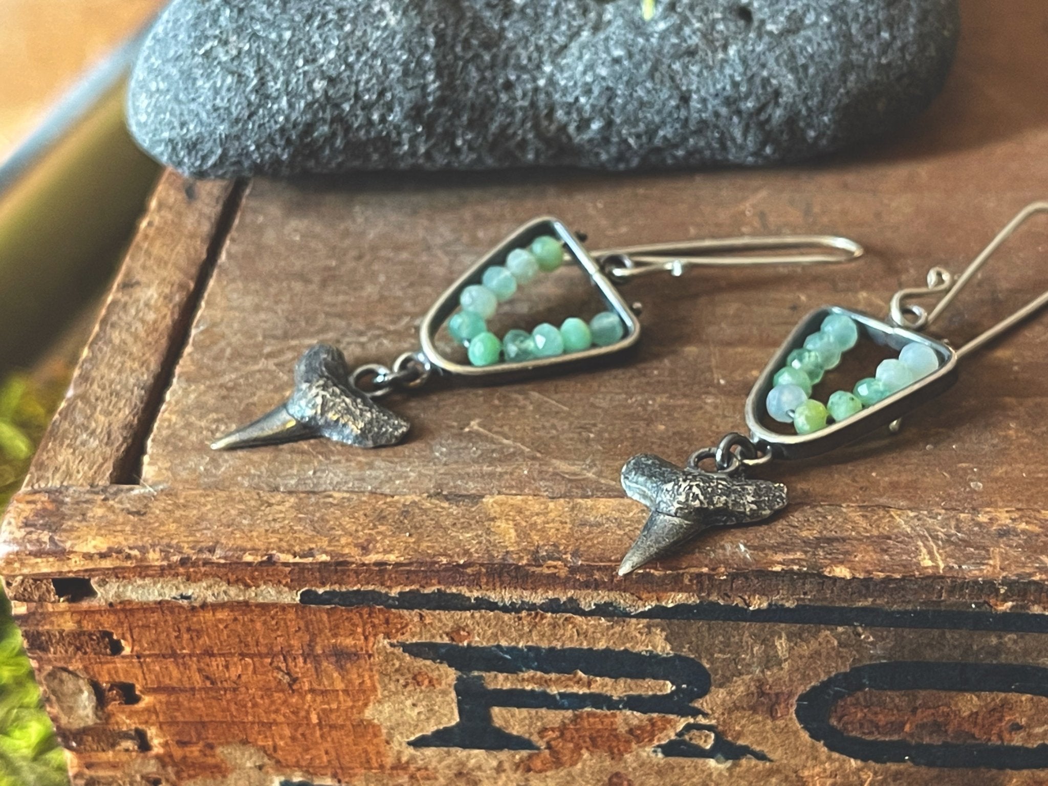 Chrysoprase | Deep Sea earrings | Ready to ship - cameraSHY cove
