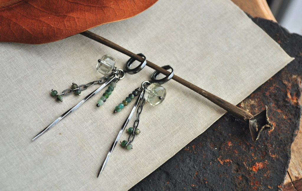 Emerald + Green Amethyst | Stone Keeper Dangles | Ready to Ship - cameraSHY cove