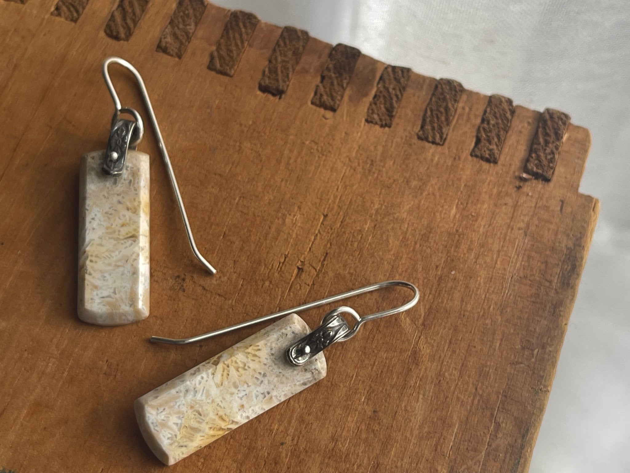 Fossil Coral | Hinge Earrings - cameraSHY cove