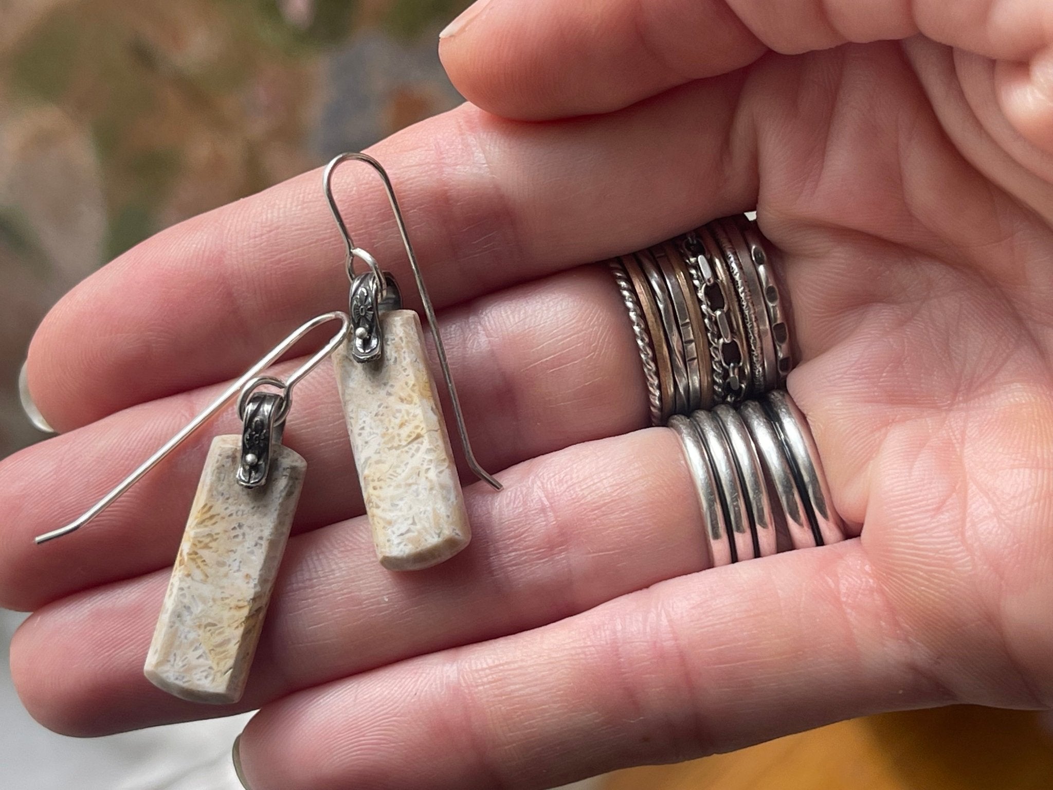Fossil Coral | Hinge Earrings - cameraSHY cove
