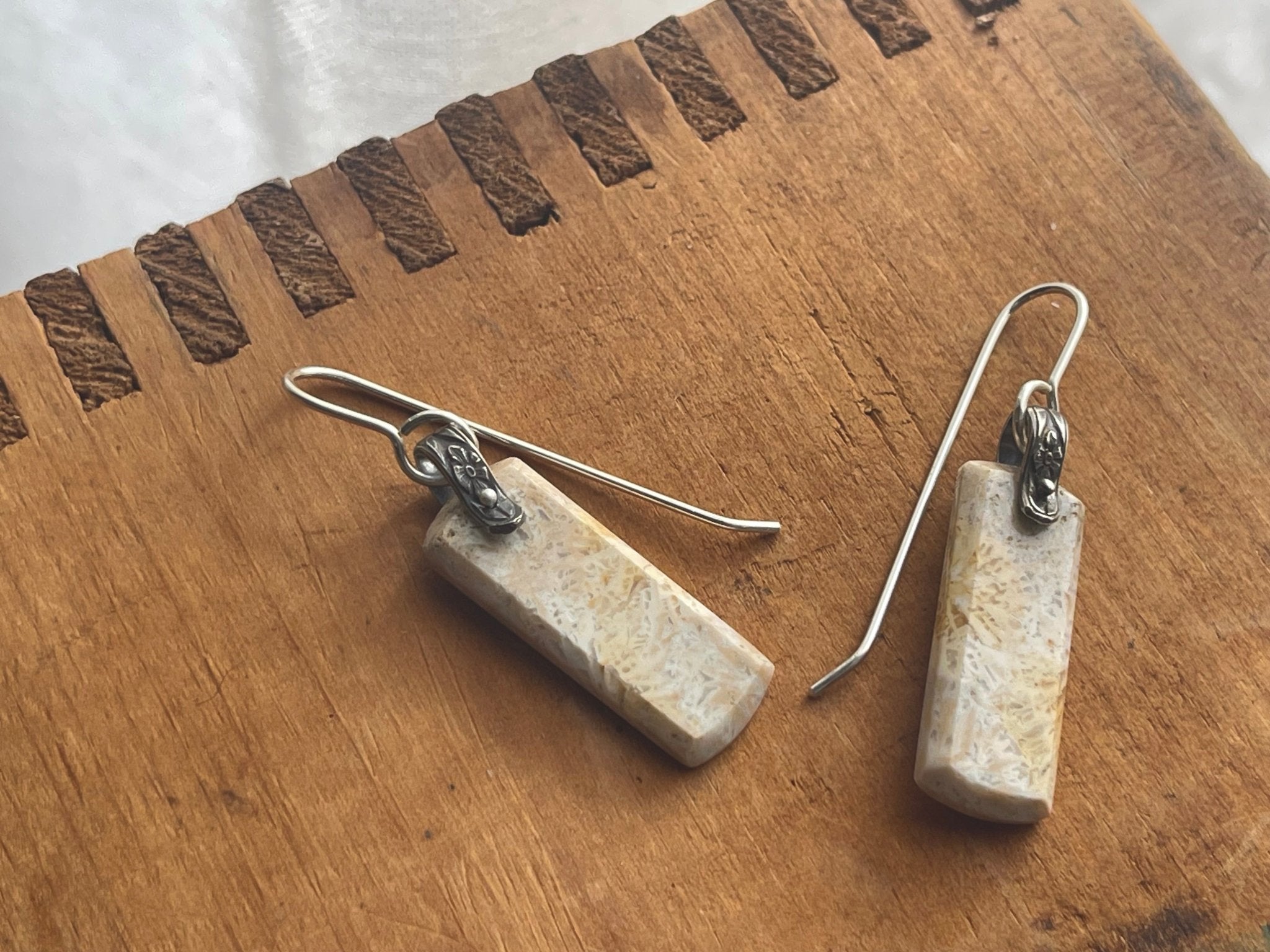 Fossil Coral | Hinge Earrings - cameraSHY cove