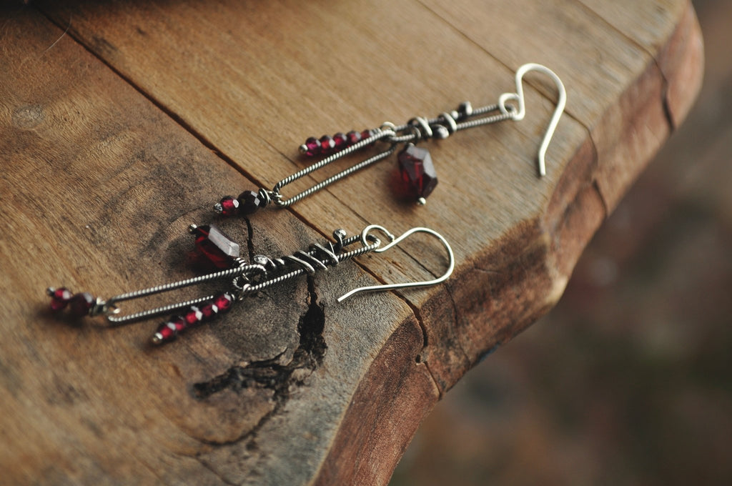 Garnet | Link Earrings | Ready to Ship - cameraSHY cove