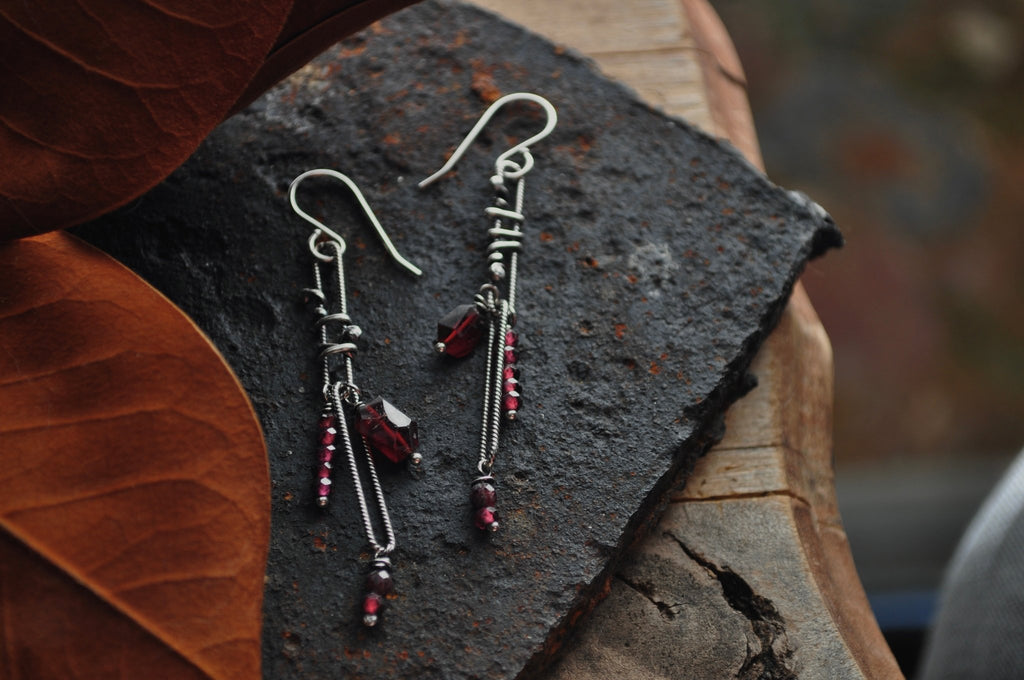 Garnet | Link Earrings | Ready to Ship - cameraSHY cove