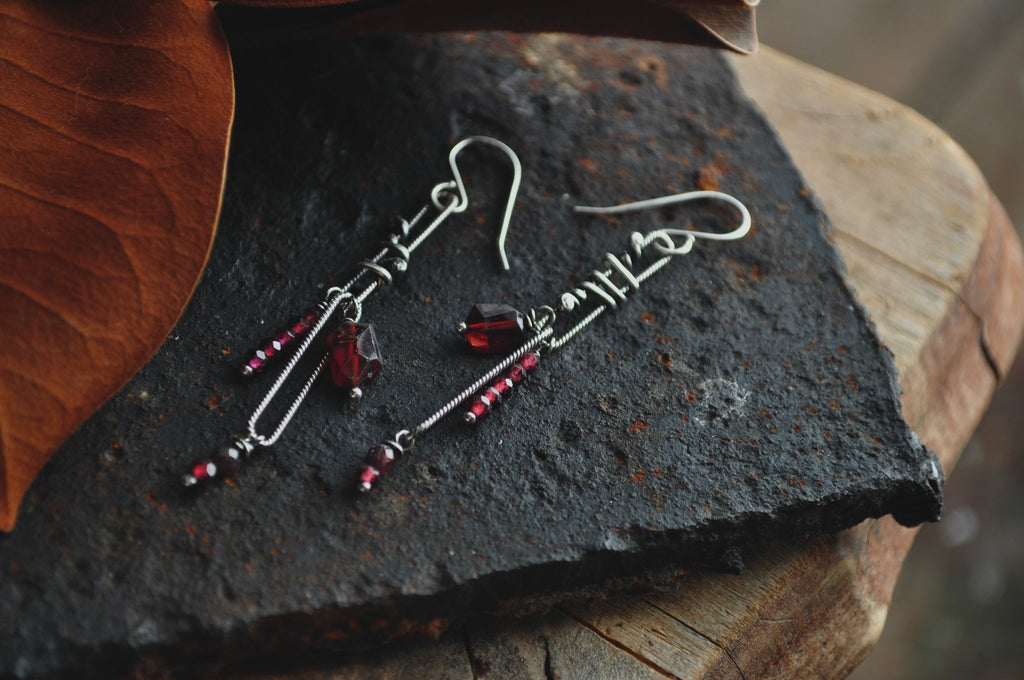 Garnet | Link Earrings | Ready to Ship - cameraSHY cove