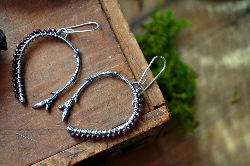 Garnet | Twig Ridge Hoops | Ready to Ship - cameraSHY cove