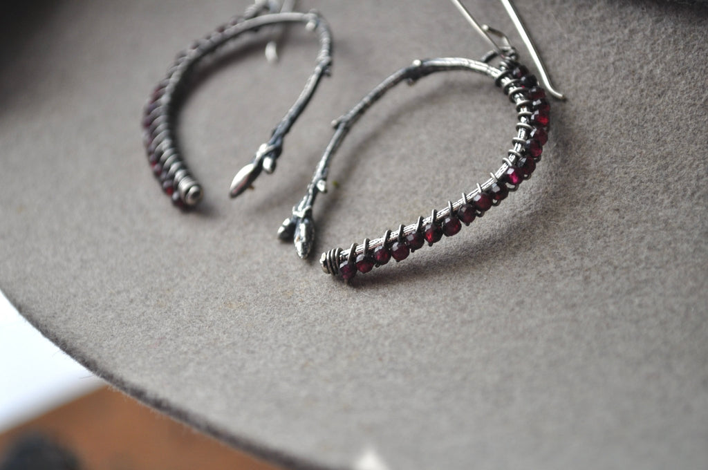 Garnet | Twig Ridge Hoops | Ready to Ship - cameraSHY cove