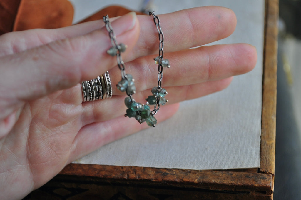 Green Apatite | Barnacle Necklace | Ready to Ship - cameraSHY cove