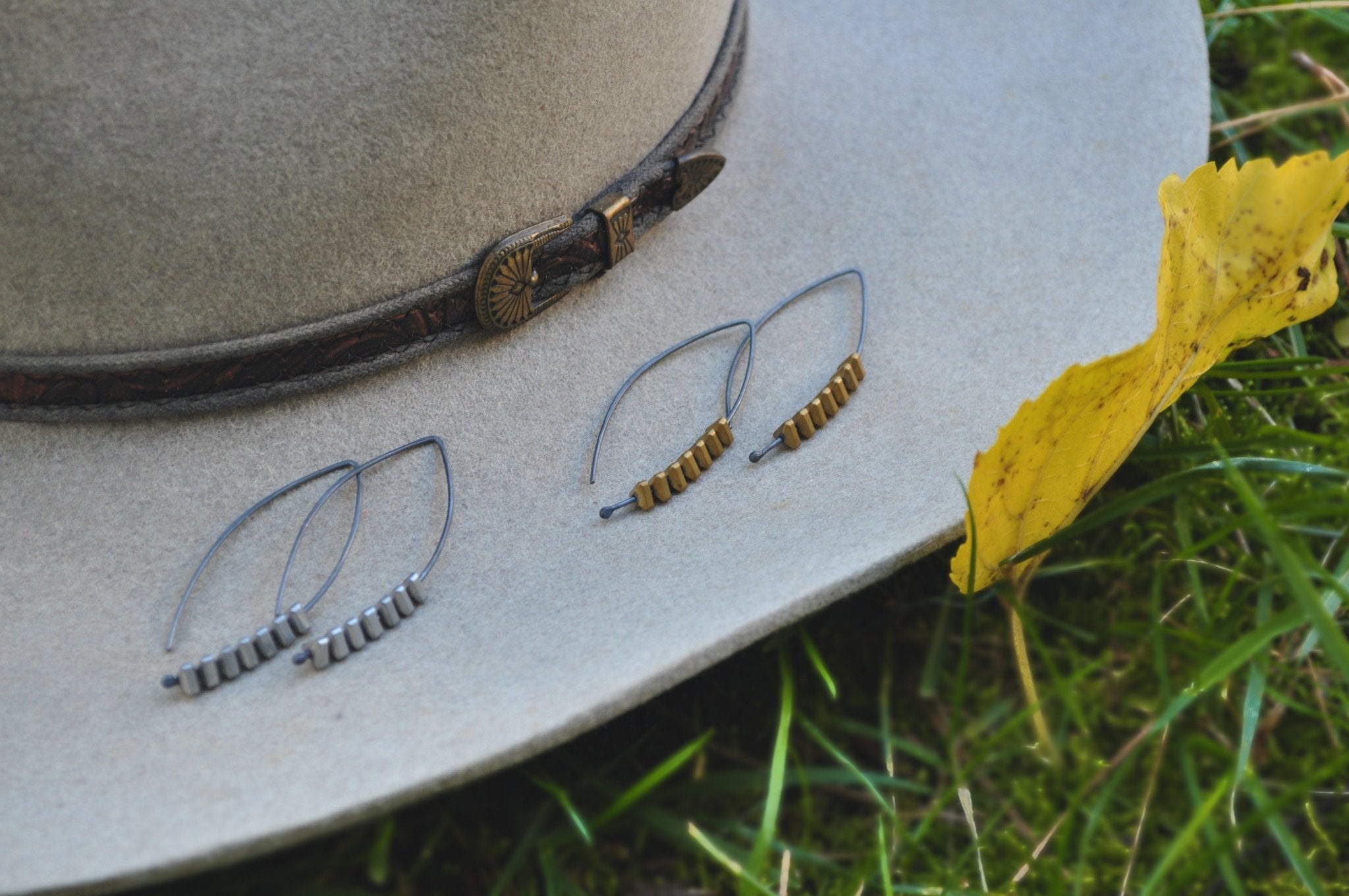 Hematite | Petiole earrings | Ready to ship - cameraSHY cove