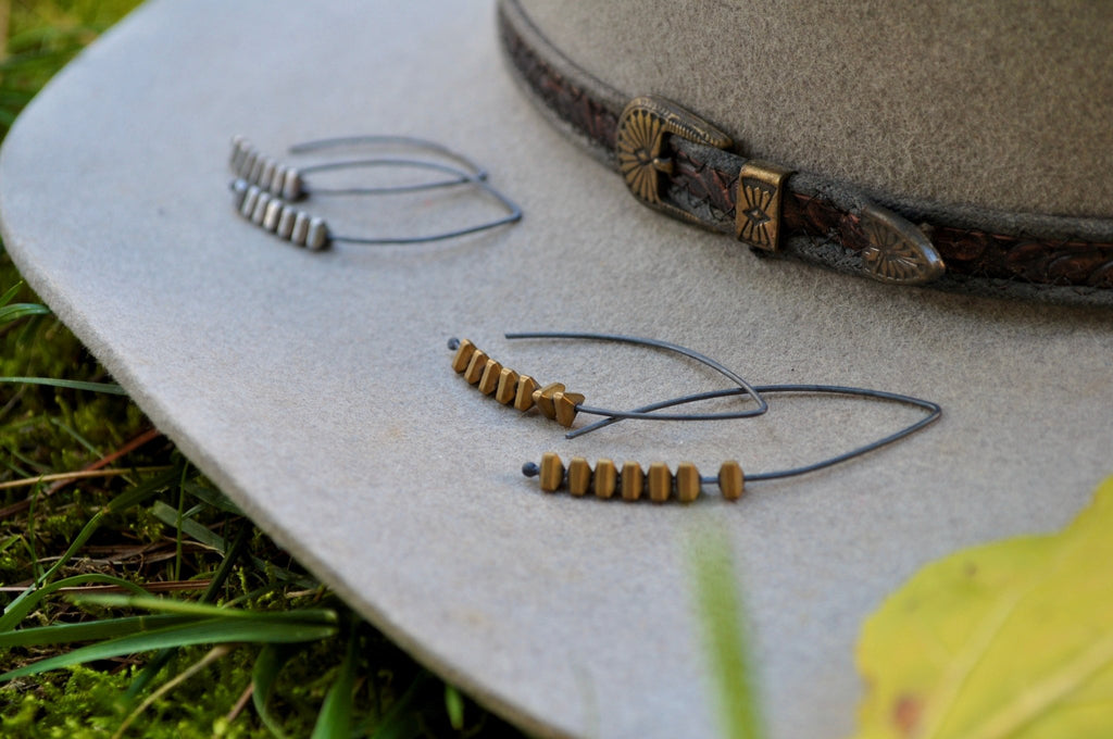 Hematite | Petiole earrings | Ready to ship - cameraSHY cove