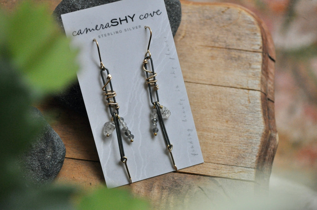 Herkimer + Mixed Metal | Link Earrings | Ready to Ship - cameraSHY cove