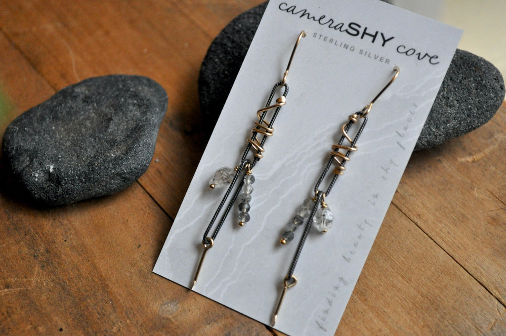 Herkimer + Mixed Metal | Link Earrings | Ready to Ship - cameraSHY cove