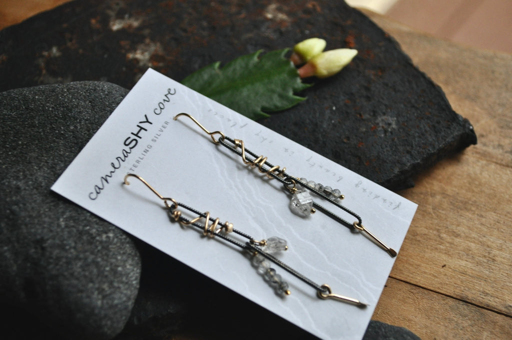 Herkimer + Mixed Metal | Link Earrings | Ready to Ship - cameraSHY cove