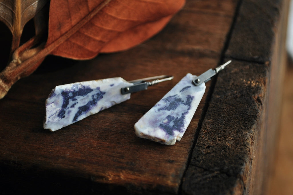 Hinge Earrings. Mexican Opal No. 1 - cameraSHY cove