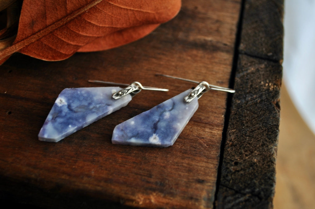 Hinge Earrings. Mexican Opal No. 2 - cameraSHY cove