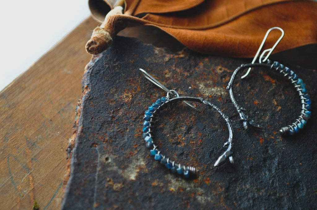 Kyanite | Twig Ridge Hoops | Ready to Ship - cameraSHY cove