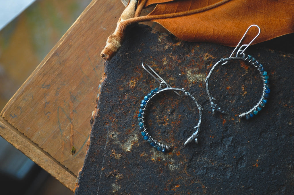 Kyanite | Twig Ridge Hoops | Ready to Ship - cameraSHY cove