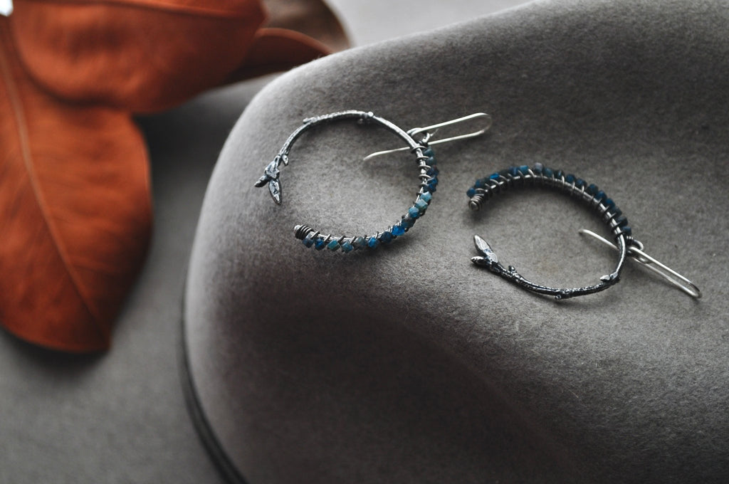 Kyanite | Twig Ridge Hoops | Ready to Ship - cameraSHY cove