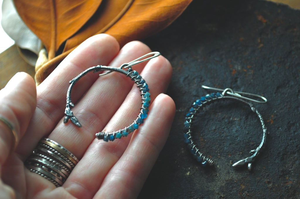 Kyanite | Twig Ridge Hoops | Ready to Ship - cameraSHY cove