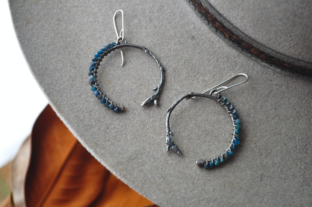 Kyanite | Twig Ridge Hoops | Ready to Ship - cameraSHY cove