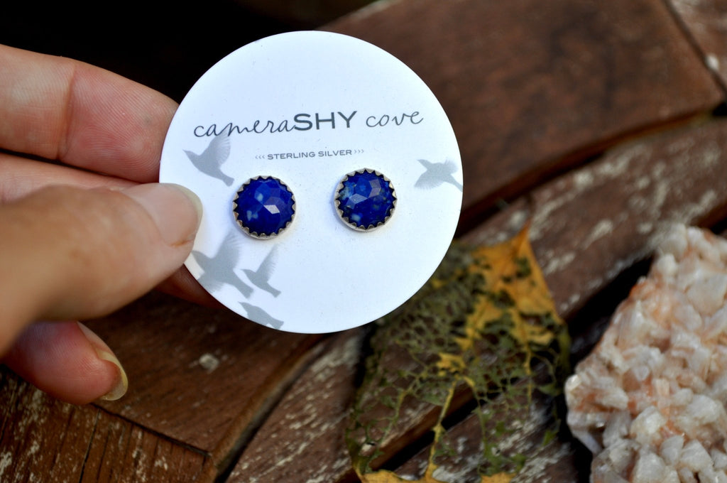 Lapis | Faceted stud earrings | Ready to ship - cameraSHY cove