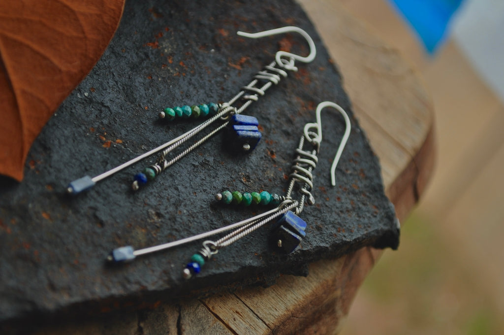 Lapis + Turquoise | Link Earrings | Ready to Ship - cameraSHY cove