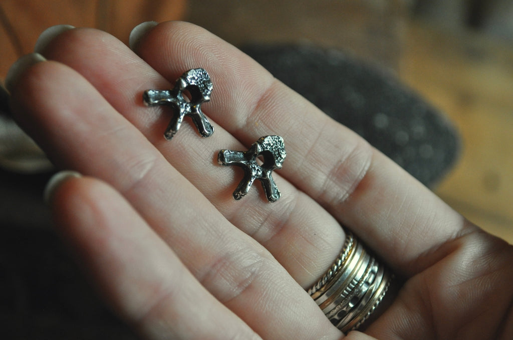 Large Vertebrae Studs | Ready to Ship - cameraSHY cove